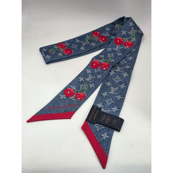 Louis Vuitton Blue LV X TM Silk Monogram Cerises Bandeau Denim - Picture 10 of 11